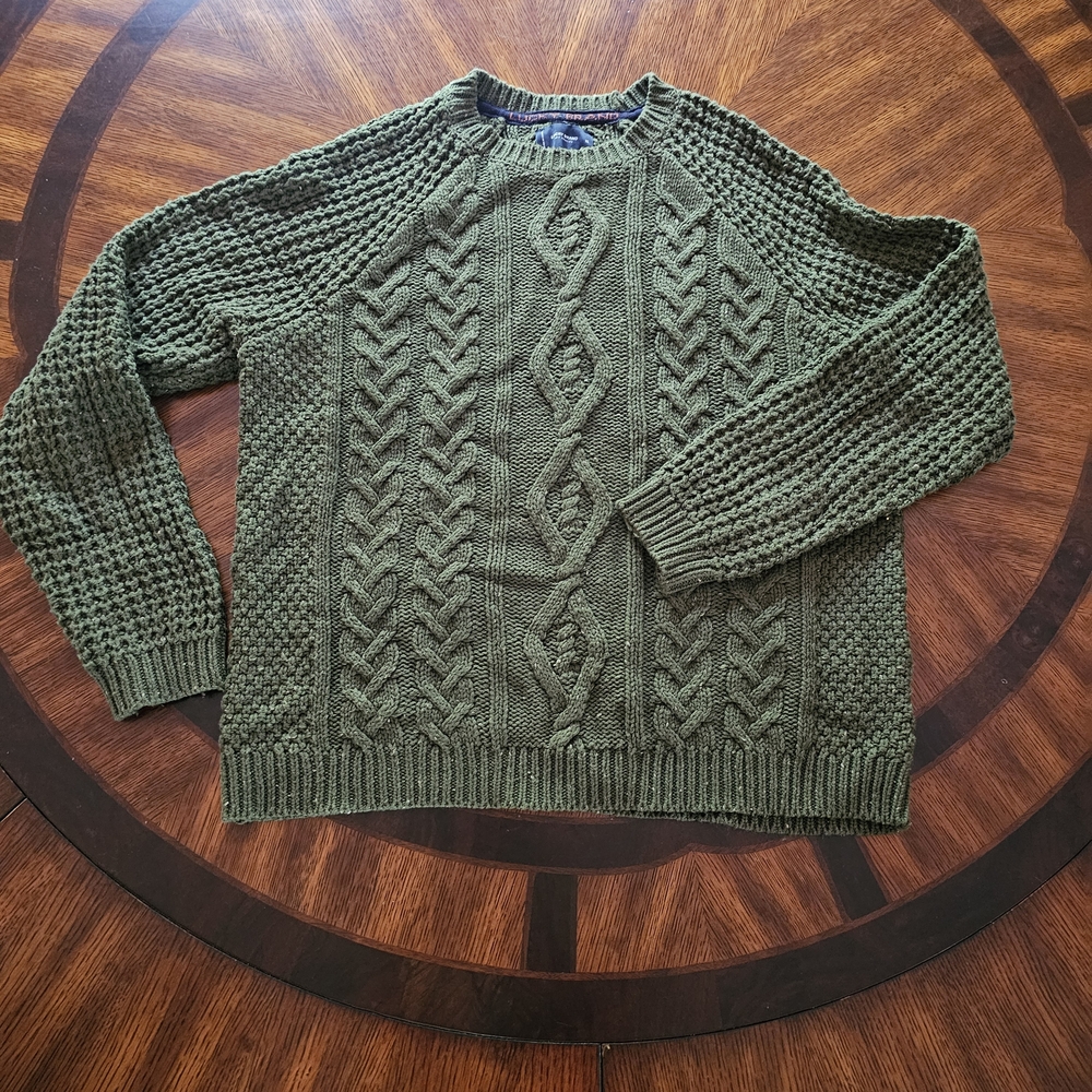 Lucky Brand Forest Green Men's Cable Knit  Sweater XL